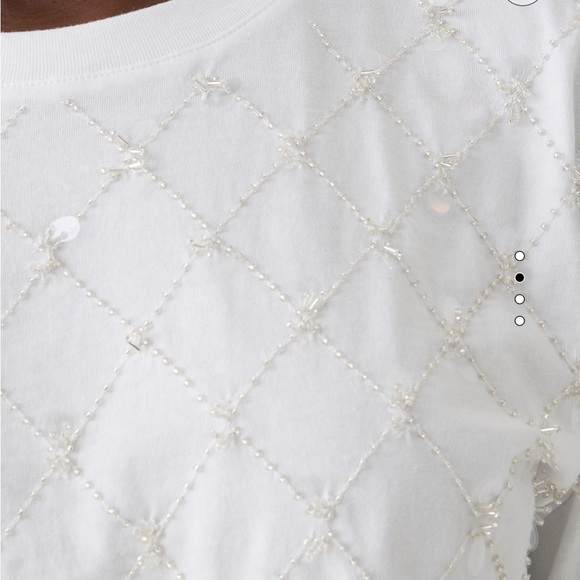 NWOT J. Crew Broken-In Jersey T-Shirt with Patterned Sequins White - Picture 2 of 7